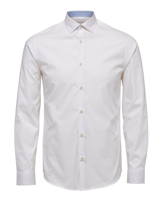 Camisa de vestir de hombre Selected slim lisa blanca