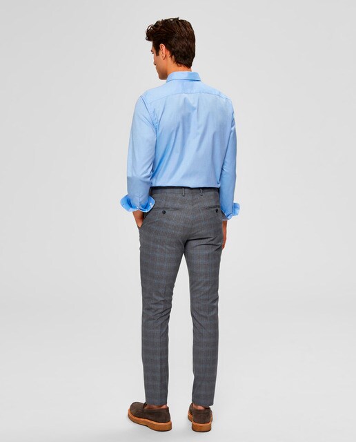 Camisa de hombre Selected slim lisa azul