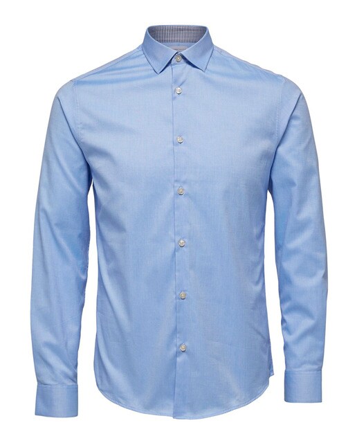 Camisa de hombre Selected slim lisa azul
