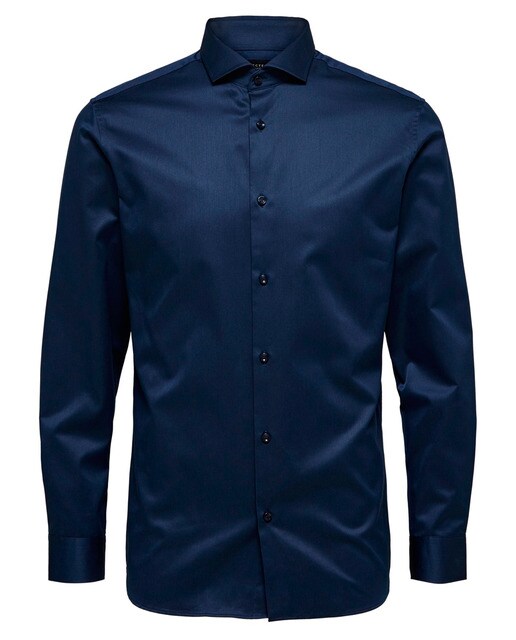 Camisa de hombre Selected slim lisa azul marino