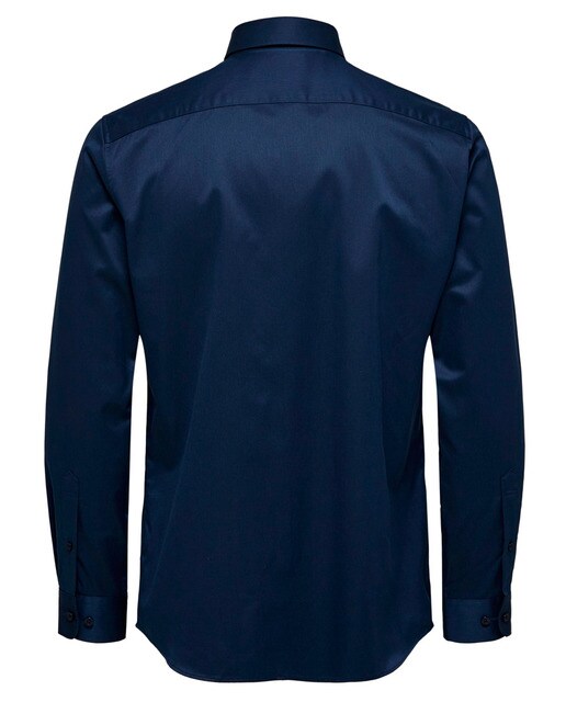 Camisa de hombre Selected slim lisa azul marino