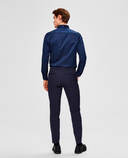 Camisa de hombre Selected slim lisa azul marino