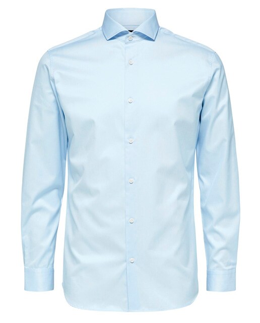 Camisa de hombre Selected slim lisa azul