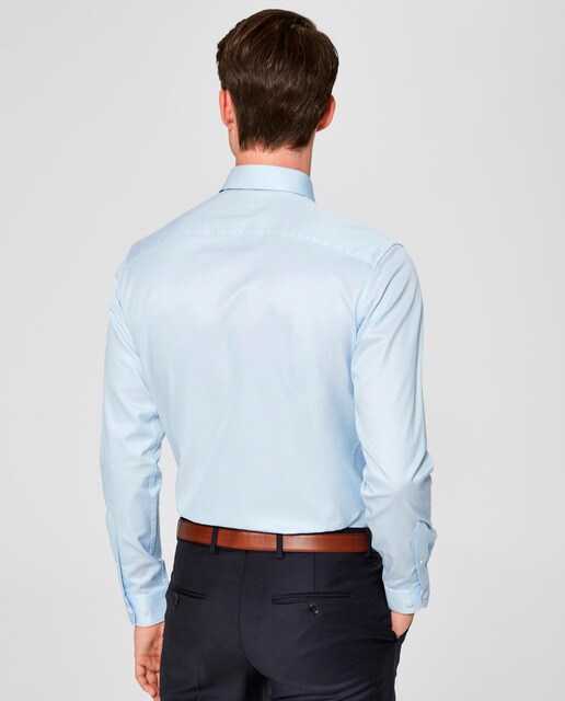 Camisa de hombre Selected slim lisa azul