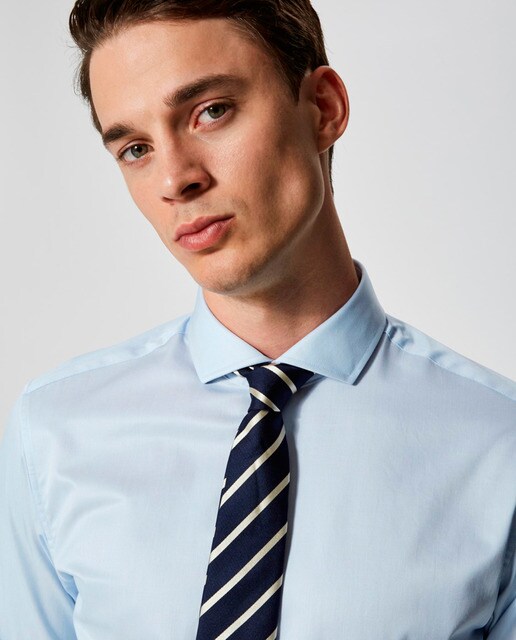 Camisa de hombre Selected slim lisa azul