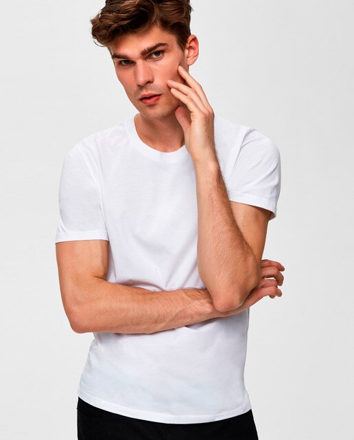 Camiseta de hombre Selected básica blanca de manga corta
