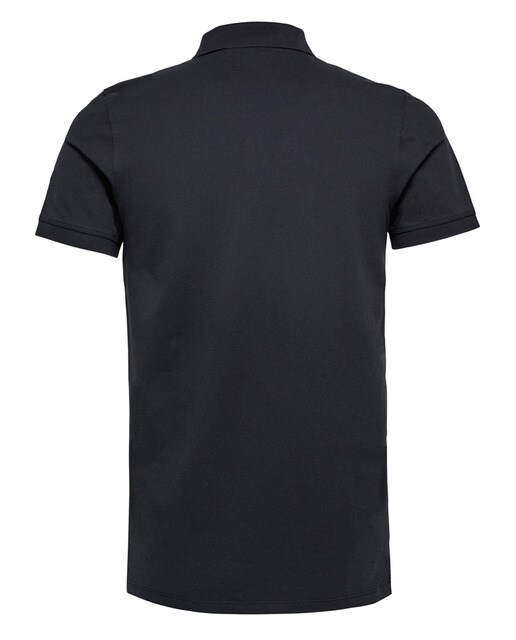 Polo piqué de hombre Selected básico negro de manga corta