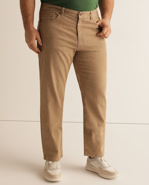 Pantalón 5 bolsillos regular marrón tallas grandes