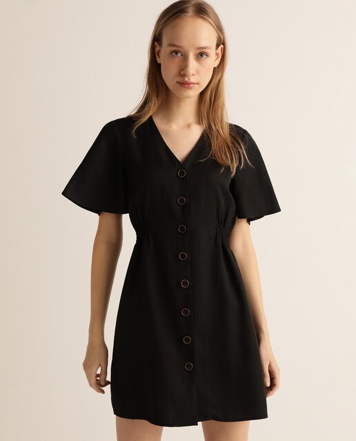 Vestido de tencel manga corta 100% lyocell