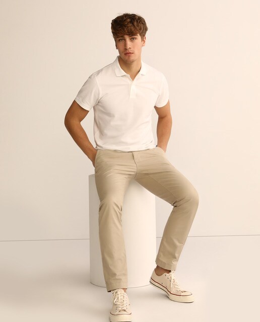 Pólo regular de manga curta de homem branco
