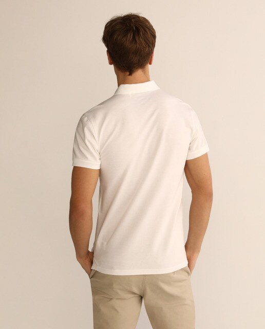 Pólo regular de manga curta de homem branco