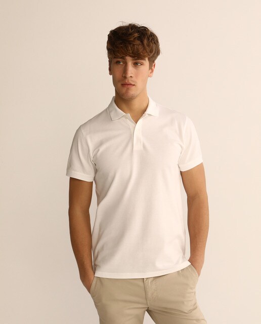 Pólo regular de manga curta de homem branco