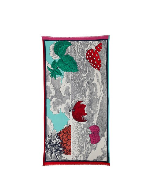 Écharpe de algodão com estampado de fantasia multicolor