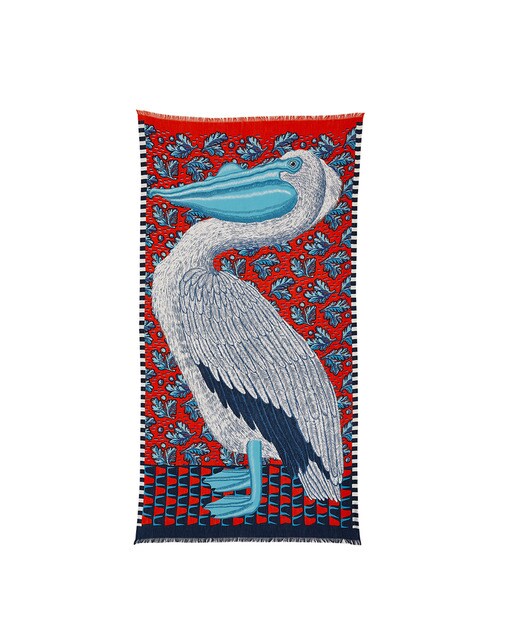 Écharpe de algodão estampada vermelha e azul