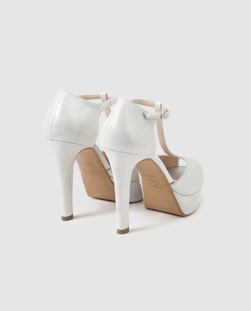 Peep toe de mujer Lodi en ante metalizado de color plata