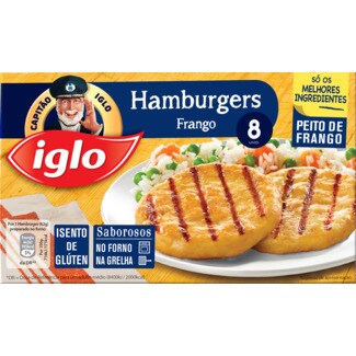 Capitão Iglo Hamburguers de Frango 8 Unidades sem Glúten embalagem 480 g