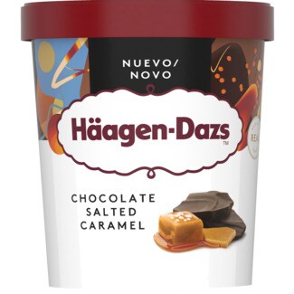 Haagen-Dazs Gelado de Chocolate com Caramelo Salgado embalagem 460 ml