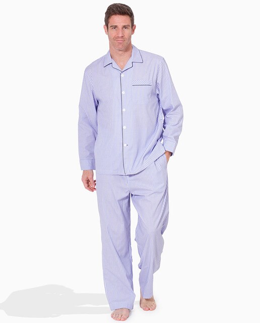 Pijama comprido azul de tecido non iron