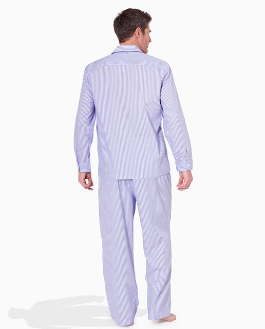 Pijama comprido azul de tecido non iron