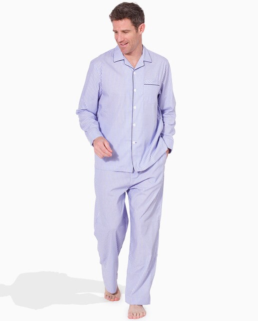Pijama comprido azul de tecido non iron
