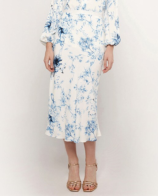 Falda midi estampado toile de jouy