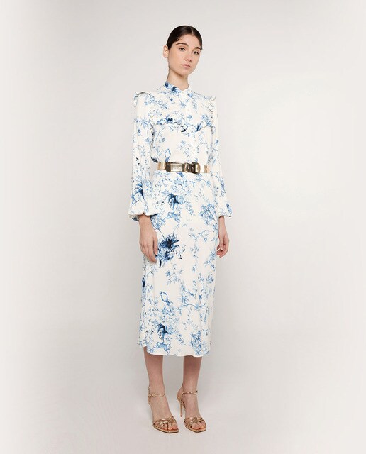 Falda midi estampado toile de jouy