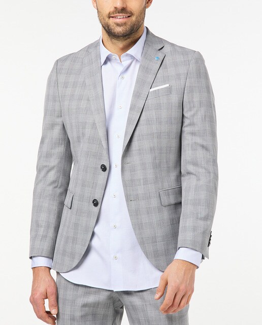Chaqueta de traje de hombre slim príncipe de gales gris