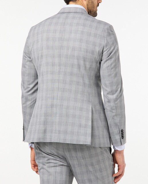 Chaqueta de traje de hombre slim príncipe de gales gris
