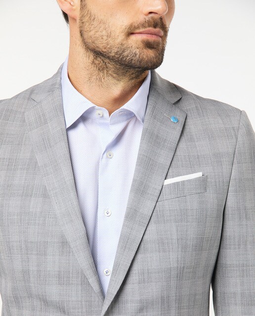 Chaqueta de traje de hombre slim príncipe de gales gris