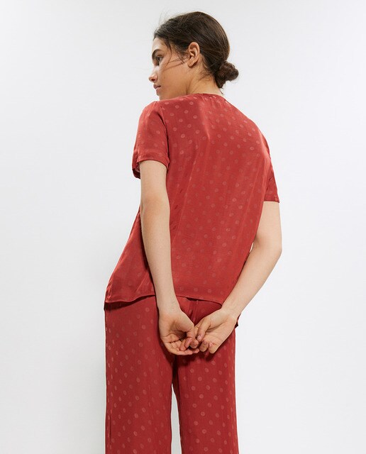 Blusa jacquard de mujer con botones