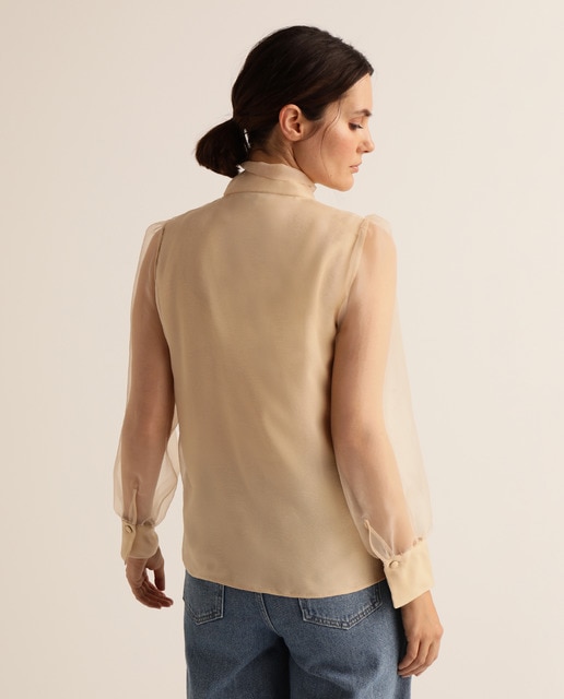 Blusa de mujer lisa en organza.