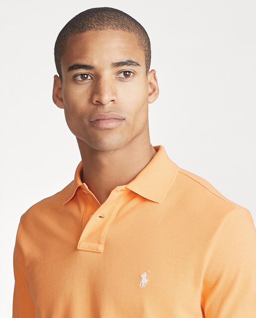 Pólo slim laranja com manga curta