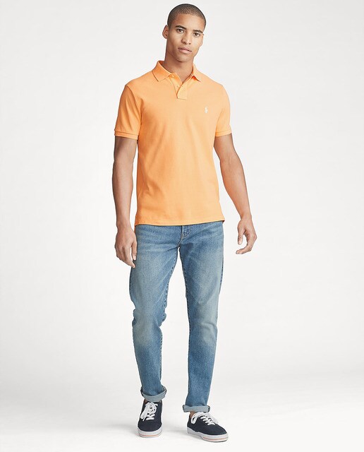 Pólo slim laranja com manga curta