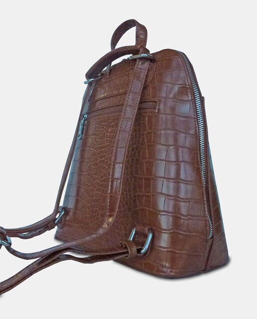 Mochila camel com gravura de casca de coco