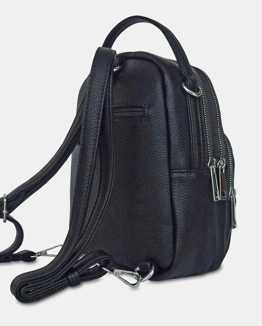 Mochila pequena preta com compartimento duplo