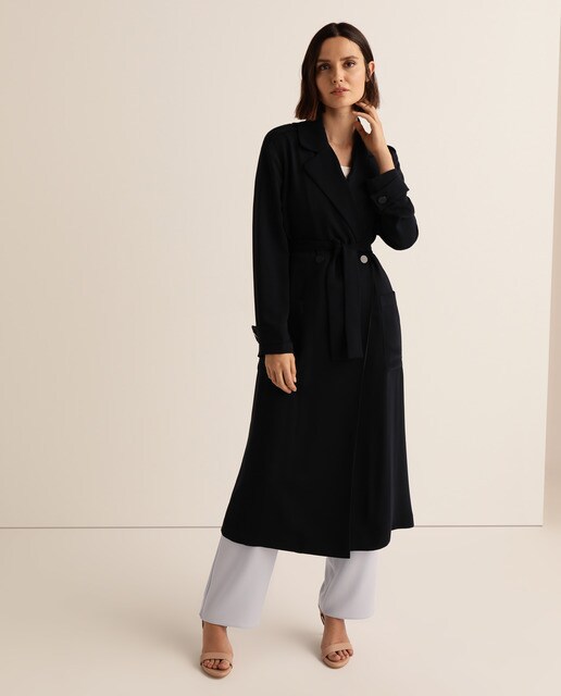 Gabardina larga fluida de mujer