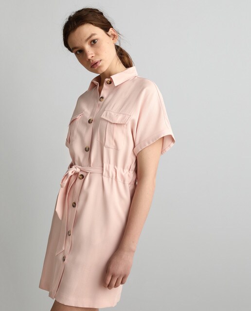 Vestido camisero con lazada