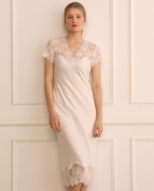 Conjunto camisón bata midi Novias Tejido Soft liso