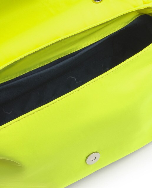 Mala a tiracolo mini Lux amarelo fluorescente com pormenor de folhos