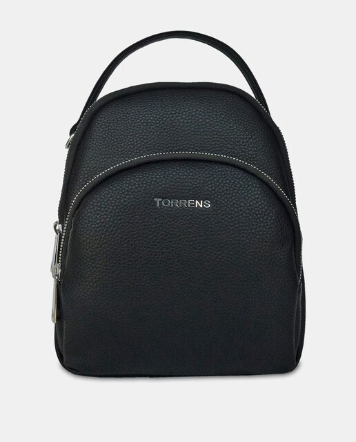 Mochila pequena preta com compartimento duplo
