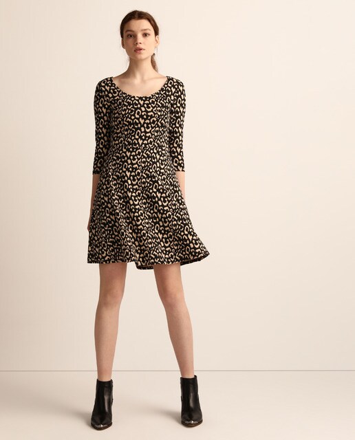 Vestido estampado com manga 3/4