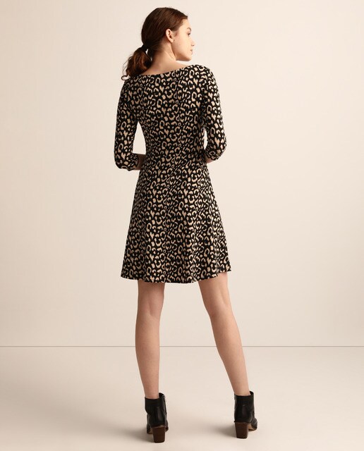 Vestido estampado com manga 3/4