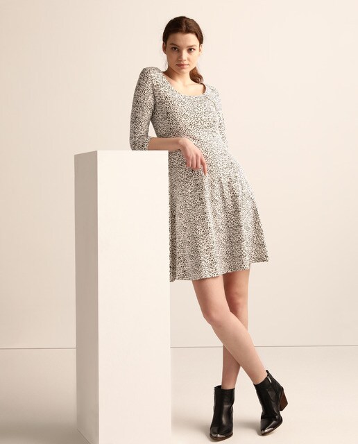 Vestido estampado com manga 3/4