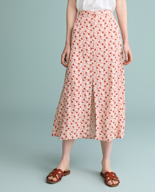 Falda midi con botones