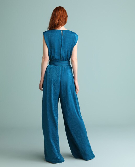 Mono de mujer pantalón palazzo y frunce