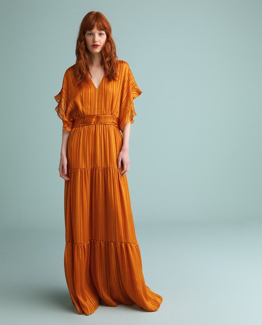 Vestido manga japonesa y lurex