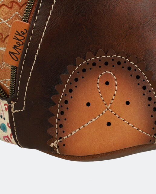 Mala tote Arizona estampada castanha com pendente da marca