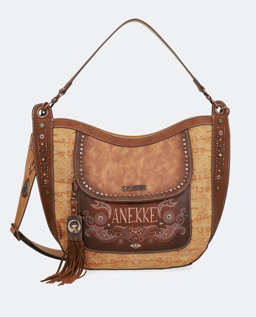 Mala hobo Arizona castanha com estampado da marca