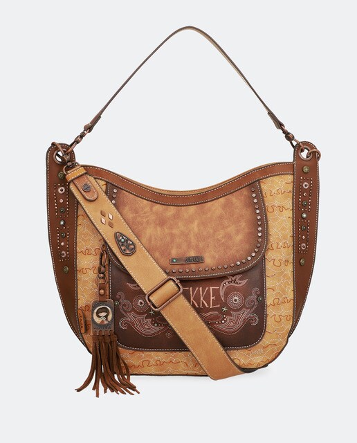 Mala hobo Arizona castanha com estampado da marca