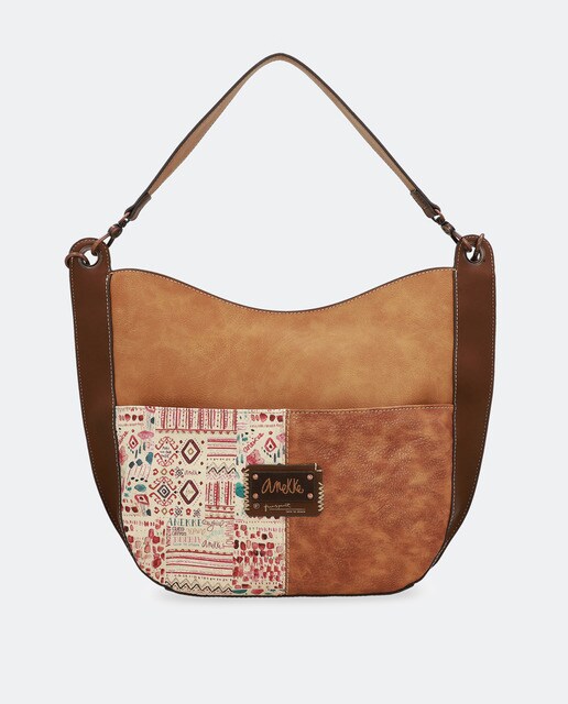 Mala hobo Arizona castanha com estampado da marca